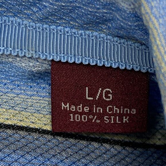 Tommy Bahama Shirt Mens L Large Blue Silk Striped Short Sleeve Hawaiian Camp - Picture 4 of 10